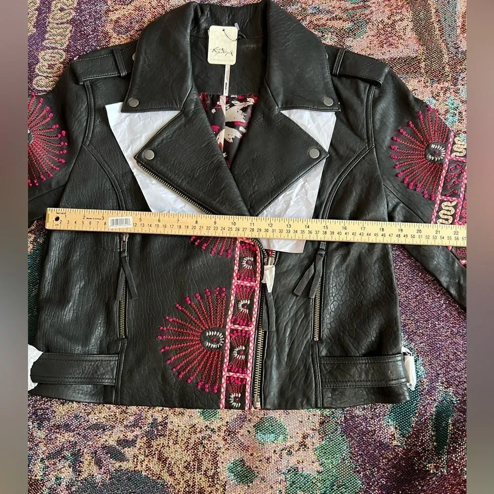 Free People  Zandra Rhodes
Stardust Biker Jacket Size Small - Picture 9 of 12